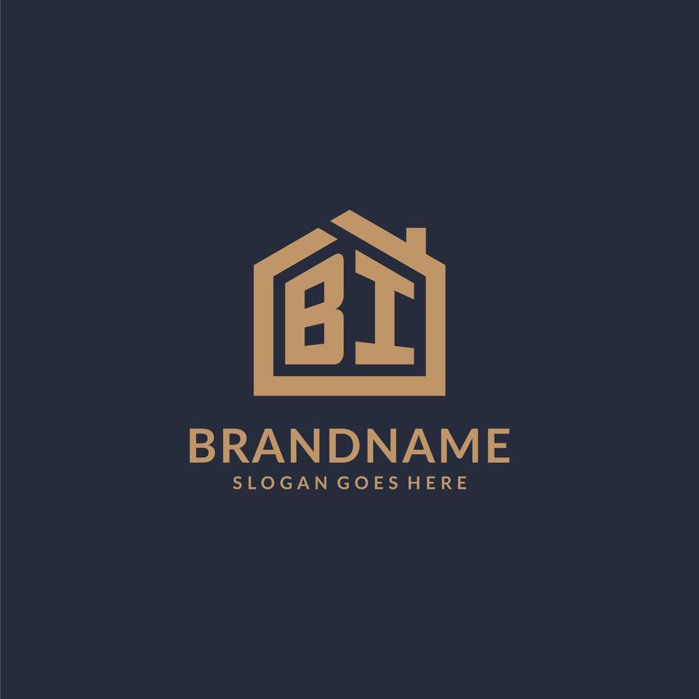 eerste brief bi logo met gemakkelijk minimalistische huis vorm icoon ontwerp vector