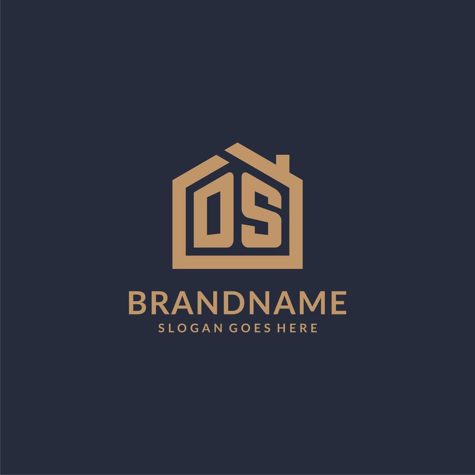 eerste brief ds logo met gemakkelijk minimalistische huis vorm icoon ontwerp vector