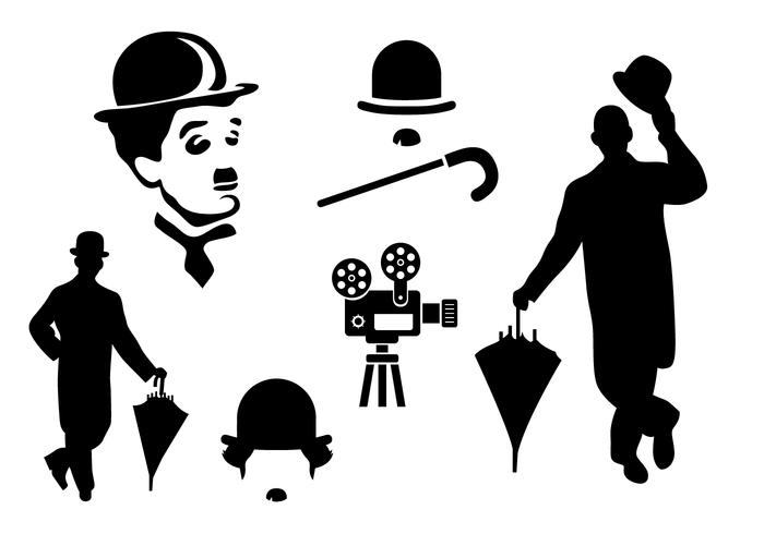 Silhouet Charlie Chaplin Vectoren