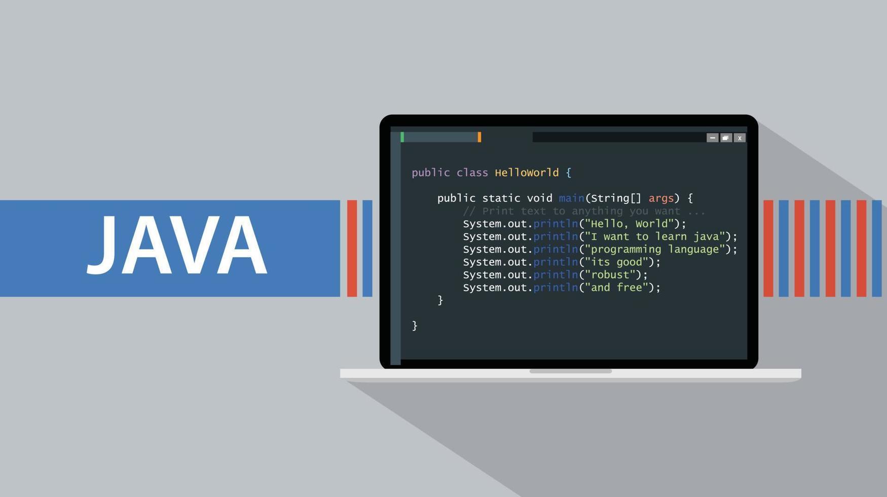 Java programmering taal certificaat met laptop en code script Aan scherm vector illustratie