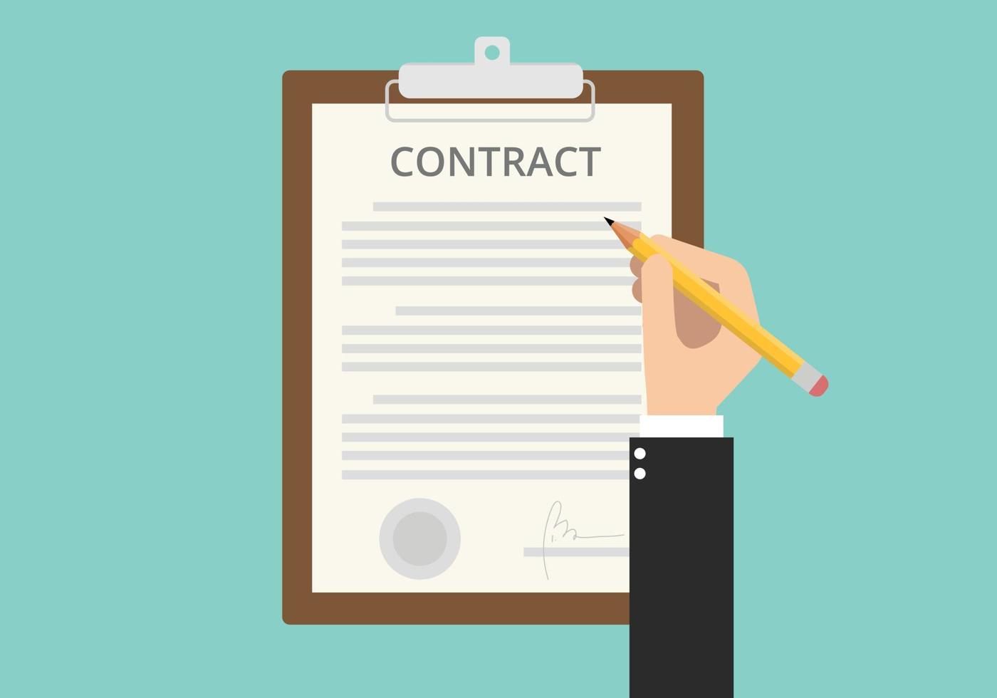 ondertekening teken contract papier document Aan klembord vector