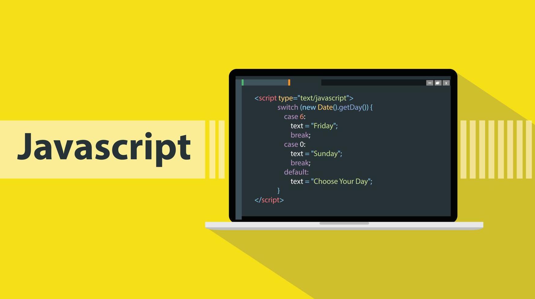 javascript programmering taal met script code Aan laptop scherm vector grafisch