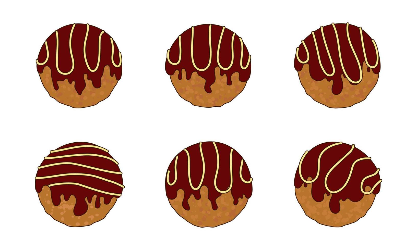 takoyaki Japans straat voedsel reeks vector illustratie geïsoleerd Aan wit