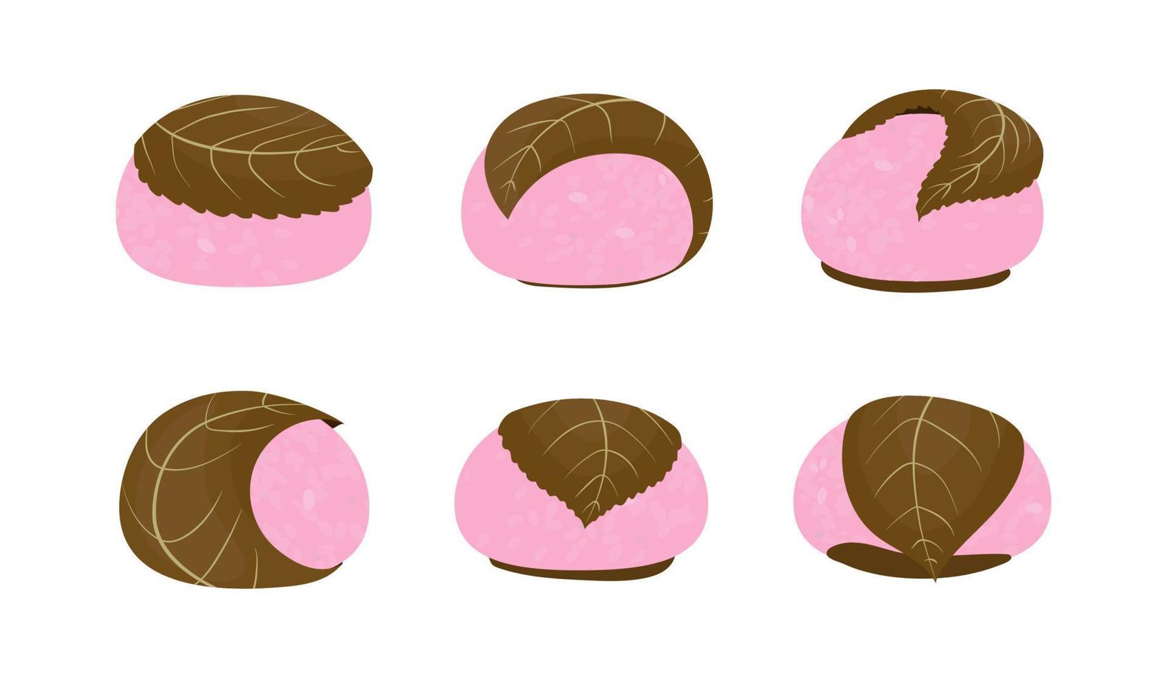 sakura mochi kansai stijl reeks vector illustratie geïsoleerd Aan wit