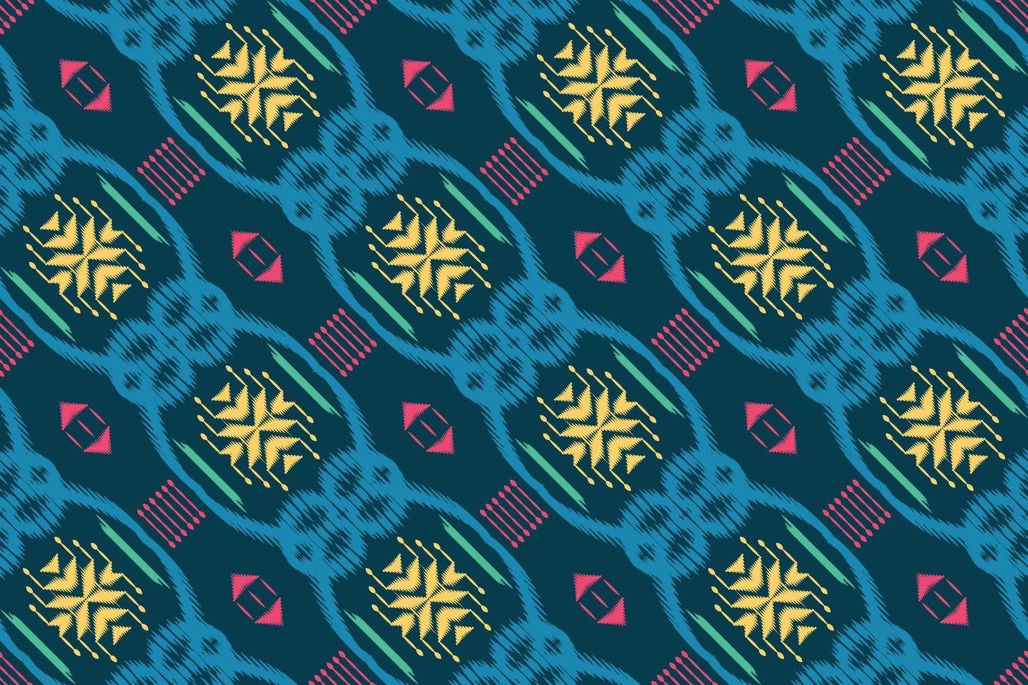 ikat naadloos tribal kunst meetkundig traditioneel etnisch oosters ontwerp voor de achtergrond. volk borduurwerk, Indisch, scandinavisch, zigeuner, Mexicaans, Afrikaanse tapijt, behang. vector