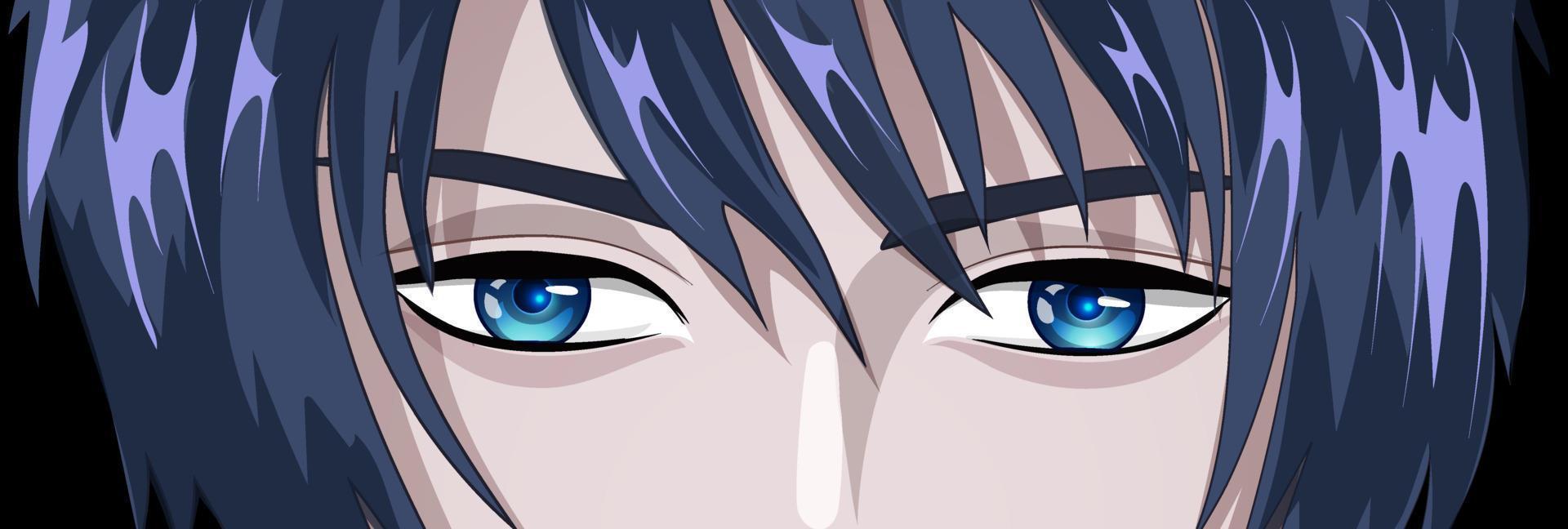jong Mens met blauw ogen in de stijl van manga en animatie. vector