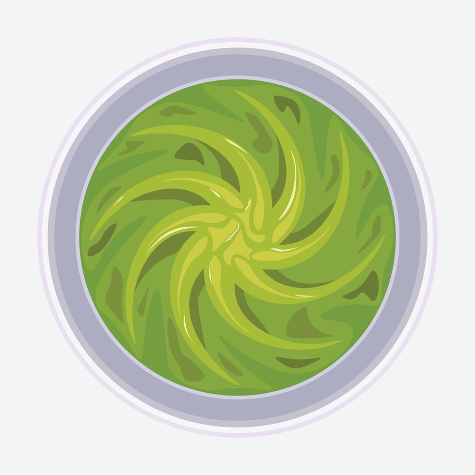 wasabi saus in schaal. gekleurde illustratie van Aziatisch wasabi top visie. vector