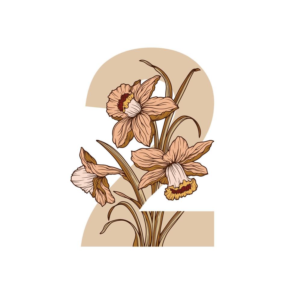 wijnoogst bloem blad alfabet numeriek eerste botanisch voor bruiloft uitnodigingen, groet kaart, logo, geïsoleerd wit achtergrond vector