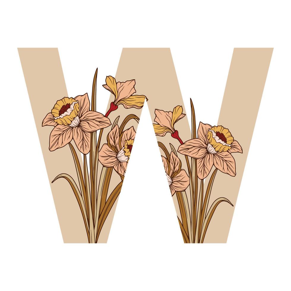 wijnoogst bloem blad alfabet numeriek eerste botanisch voor bruiloft uitnodigingen, groet kaart, logo, geïsoleerd wit achtergrond vector