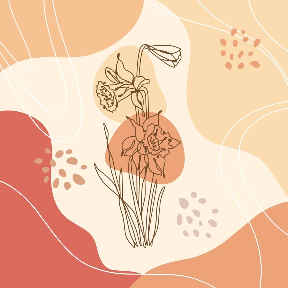 abstract minimalistische hand- getrokken illustraties boho achtergrond afdrukbaar, modern boho patroon bloemen vector ontwerp voor behang, omslag, kleding stof, interieur decor geïsoleerd en bewerkbare