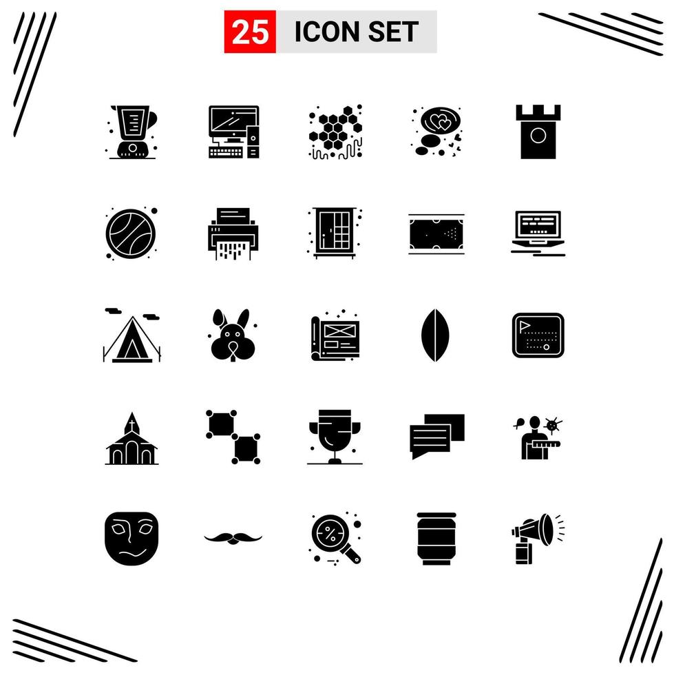 reeks van 25 modern ui pictogrammen symbolen tekens voor oude liefde pc hart viskeus bewerkbare vector ontwerp elementen