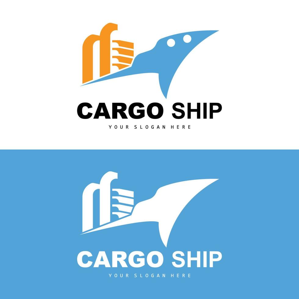 lading schip logo, snel lading schip vector, zeilboot, ontwerp voor schip fabricage bedrijf, waterweg het zeilen, marinier voertuigen, vervoer, logistiek vector