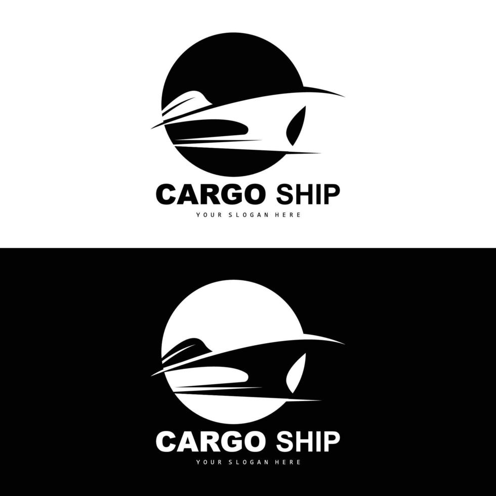 lading schip logo, snel lading schip vector, zeilboot, ontwerp voor schip fabricage bedrijf, waterweg het zeilen, marinier voertuigen, vervoer, logistiek vector