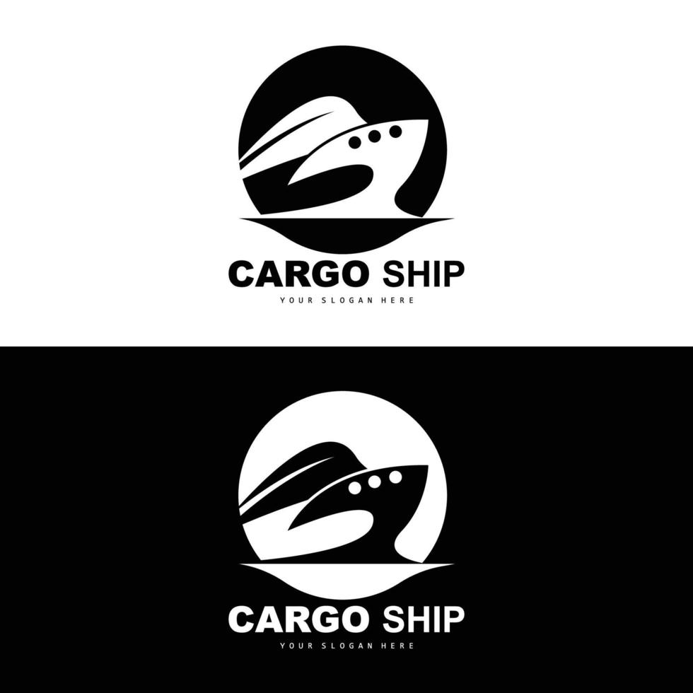 lading schip logo, snel lading schip vector, zeilboot, ontwerp voor schip fabricage bedrijf, waterweg het zeilen, marinier voertuigen, vervoer, logistiek vector