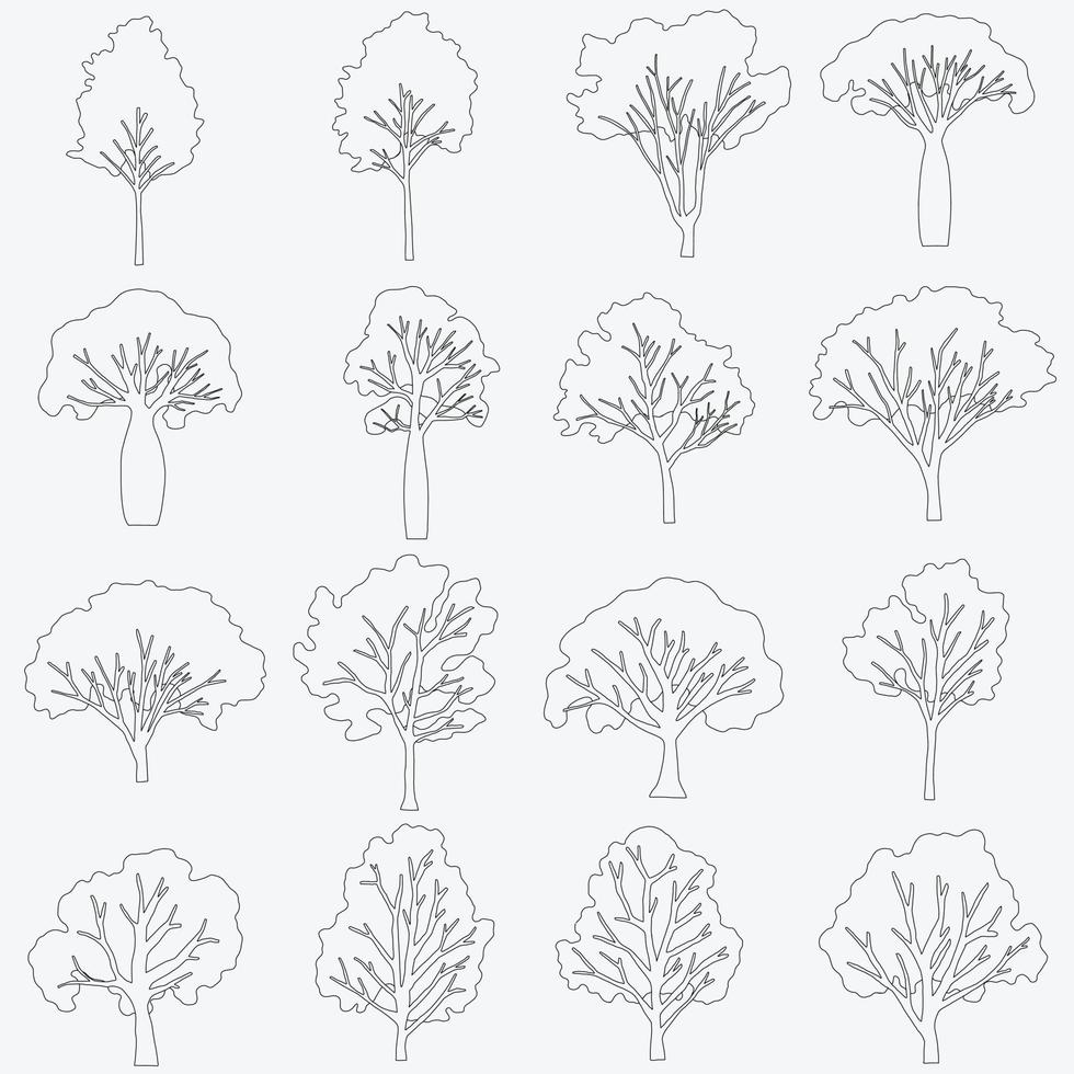 eenvoud boom uit de vrije hand tekening vlak ontwerp. vector
