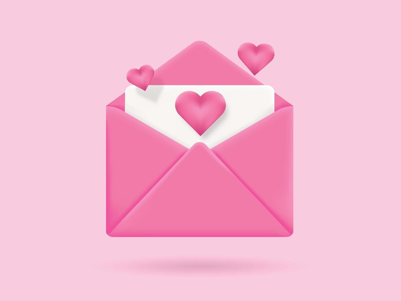 3d vector icoon Open envelop brief, mail brief met rood hart. realistisch elementen voor romantisch ontwerp