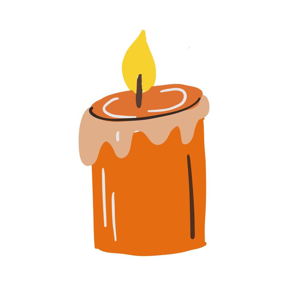 brandend oranje kaars geïsoleerd Aan wit. vector illustratie.
