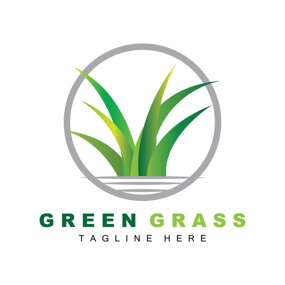 groen gras logo ontwerp, boerderij landschap illustratie, natuurlijk landschap vector