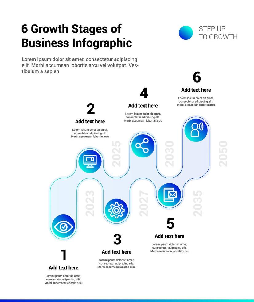 6 groei stadia van bedrijf infographic vector