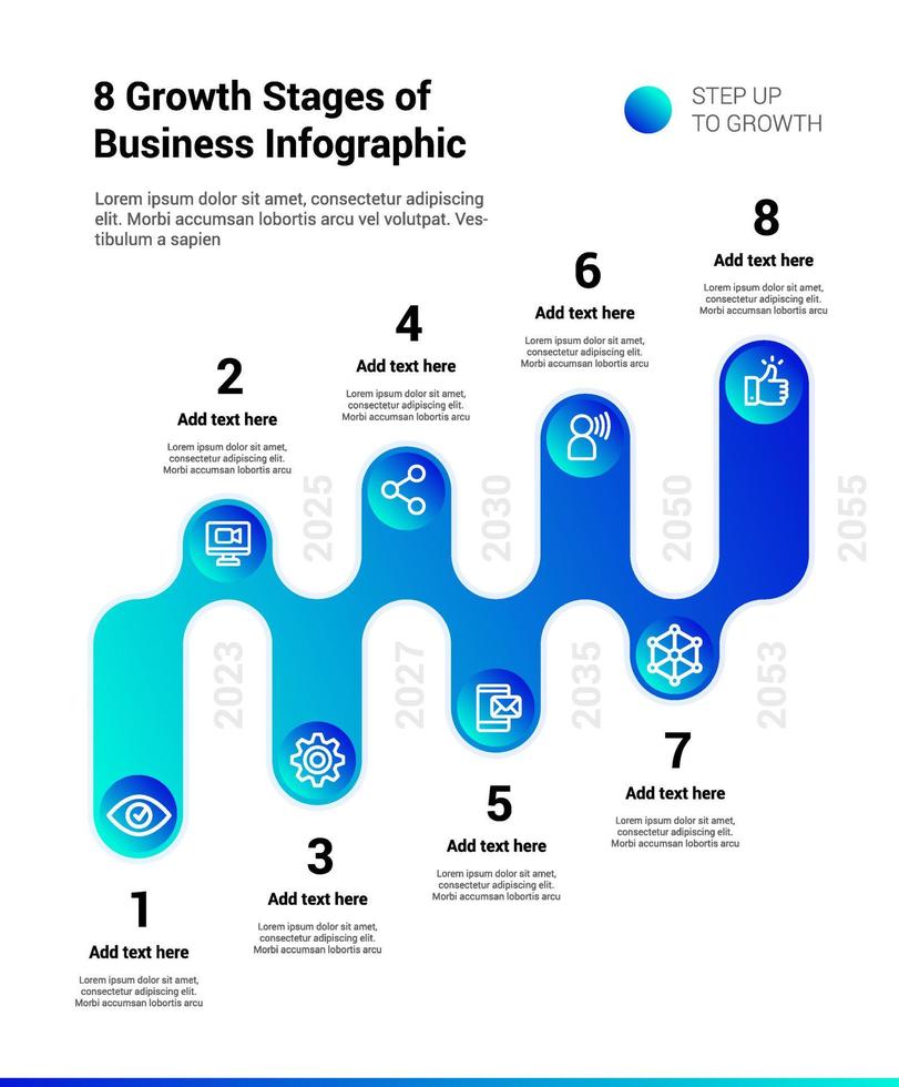 8 groei stadia van bedrijf infographic vector