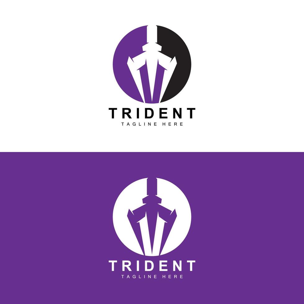 drietand logo sjabloon vector pictogram ontwerp, god oorlog wapen, speer kracht van de oceaan