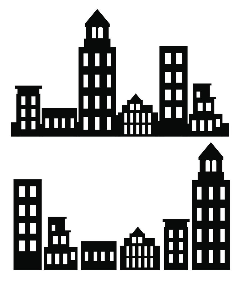 gebouw vector reeks illustraties van een silhouet van stad structuren in contouren onder verschillend ontwikkelingen zijn gebruikt in hoogbouw en laagbouw contouren stedelijk vector