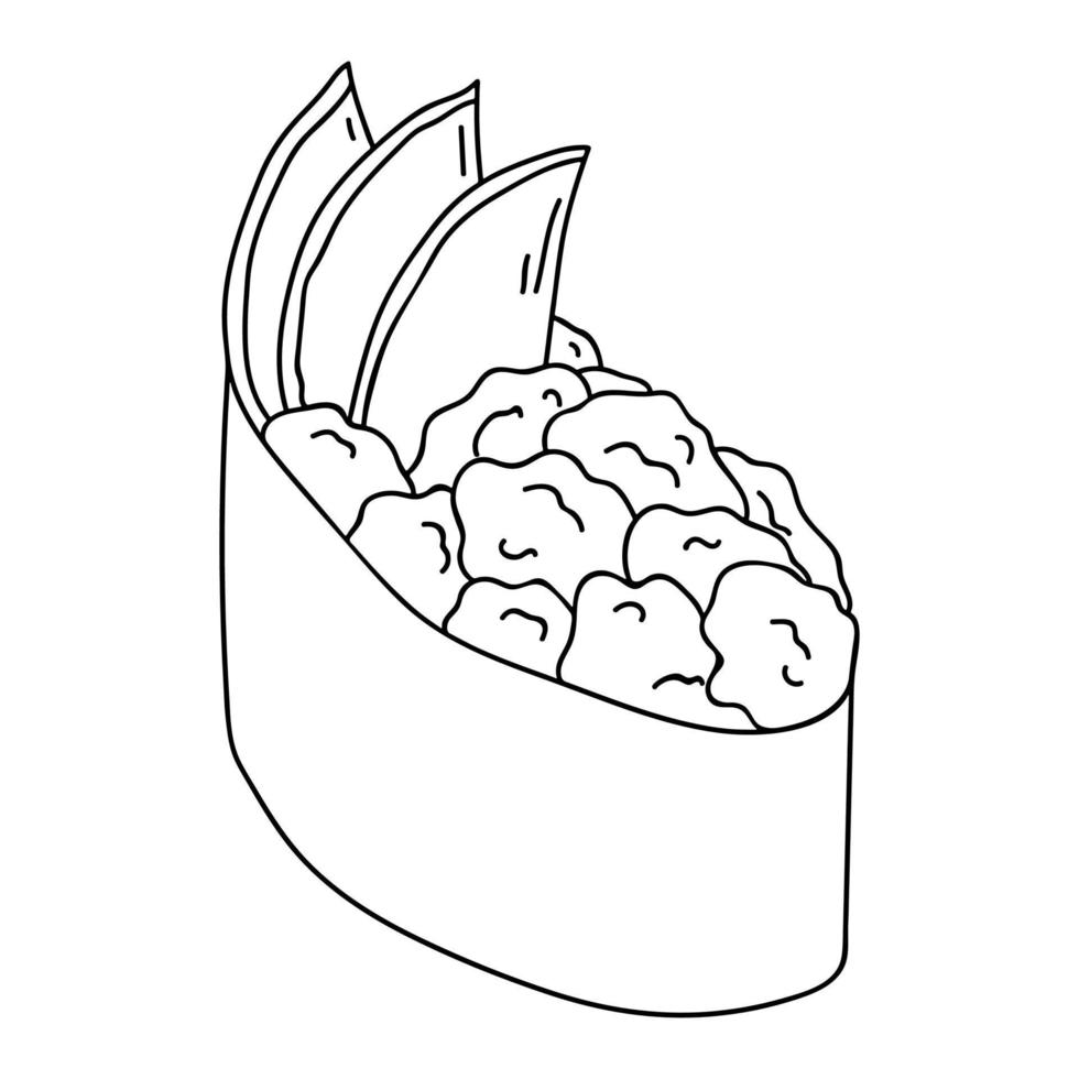 hand- getrokken Gunkan maki sushi clip art. Japans traditioneel keuken borden. Aziatisch voedsel vector