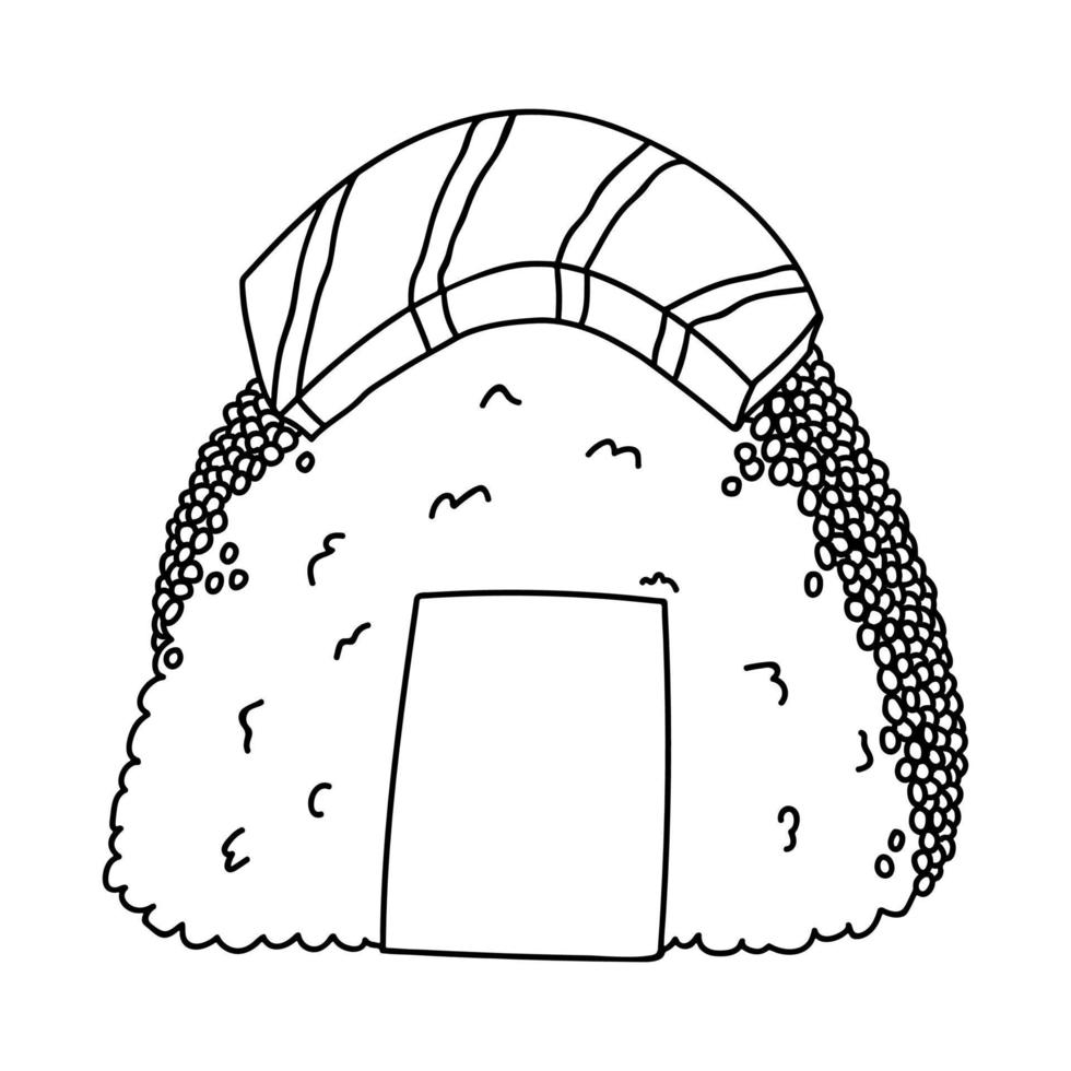 hand- getrokken onigiri clip art. Japans snel voedsel gemaakt van rijst. rijst- bal in noch ik zeewier vector