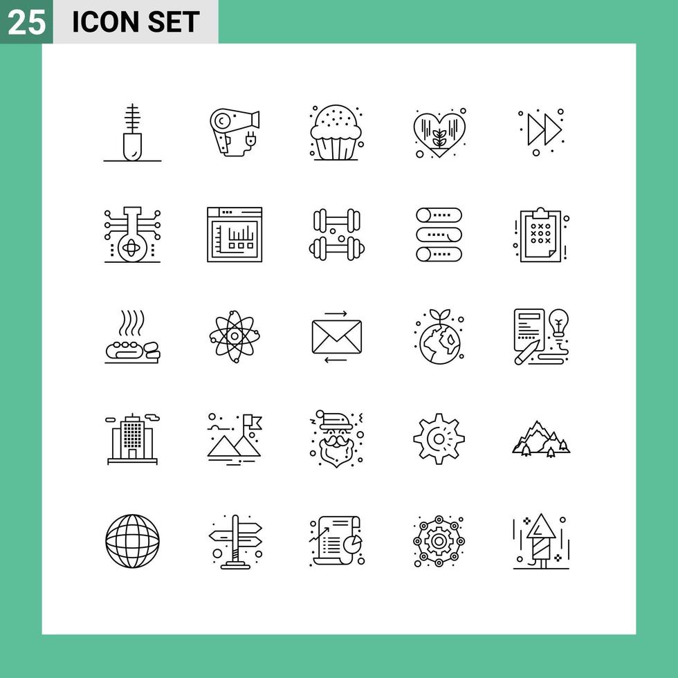 25 thematisch vector lijnen en bewerkbare symbolen van vooruit liefde snoep hart zoet bewerkbare vector ontwerp elementen