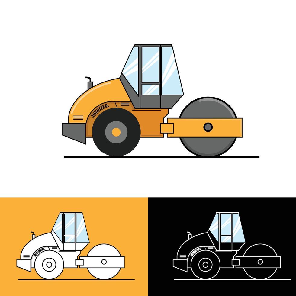 weg rol, vibrator rol, compactor asfalt bouw vector