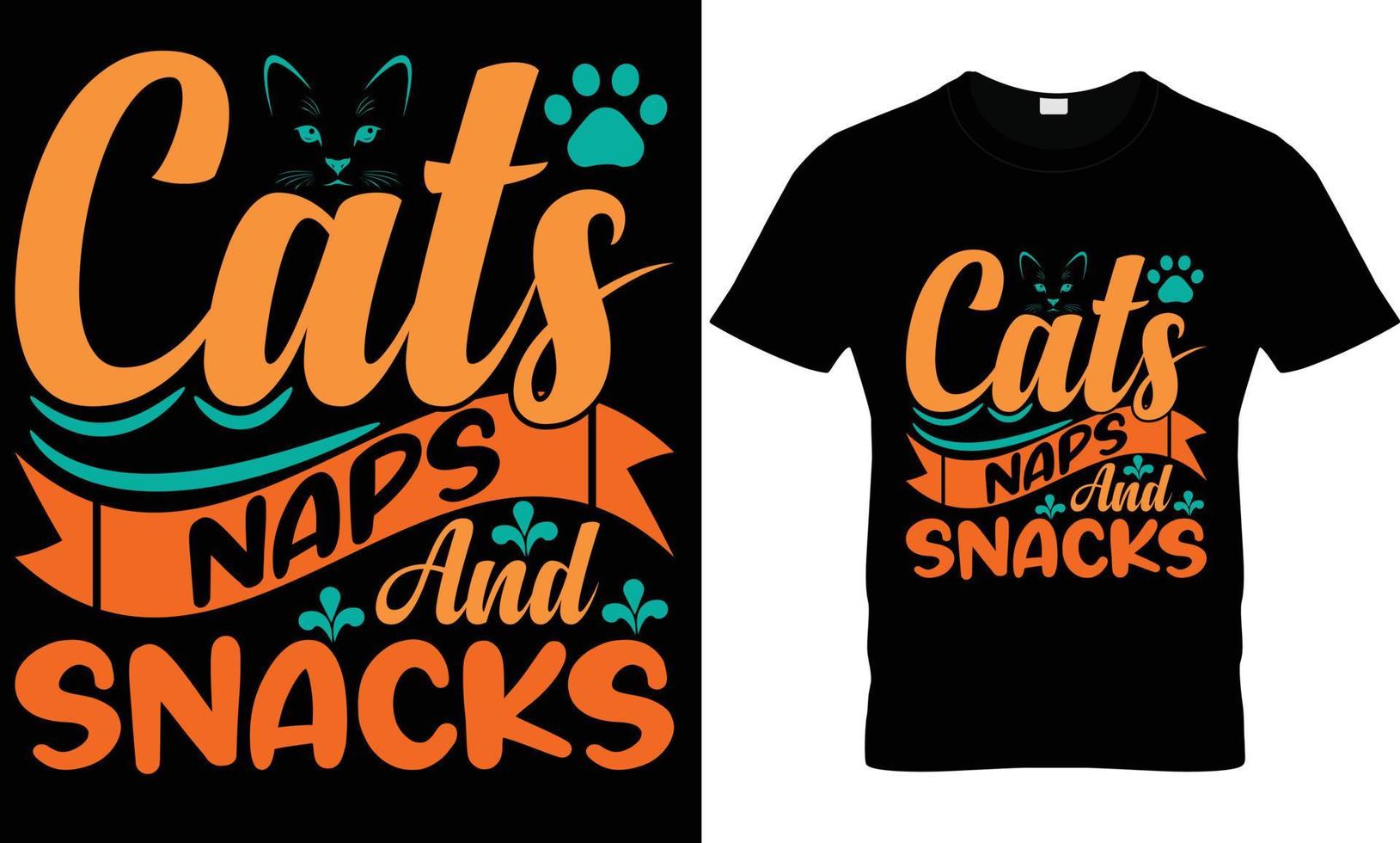 katten dutjes en snacks t overhemd ontwerp vector