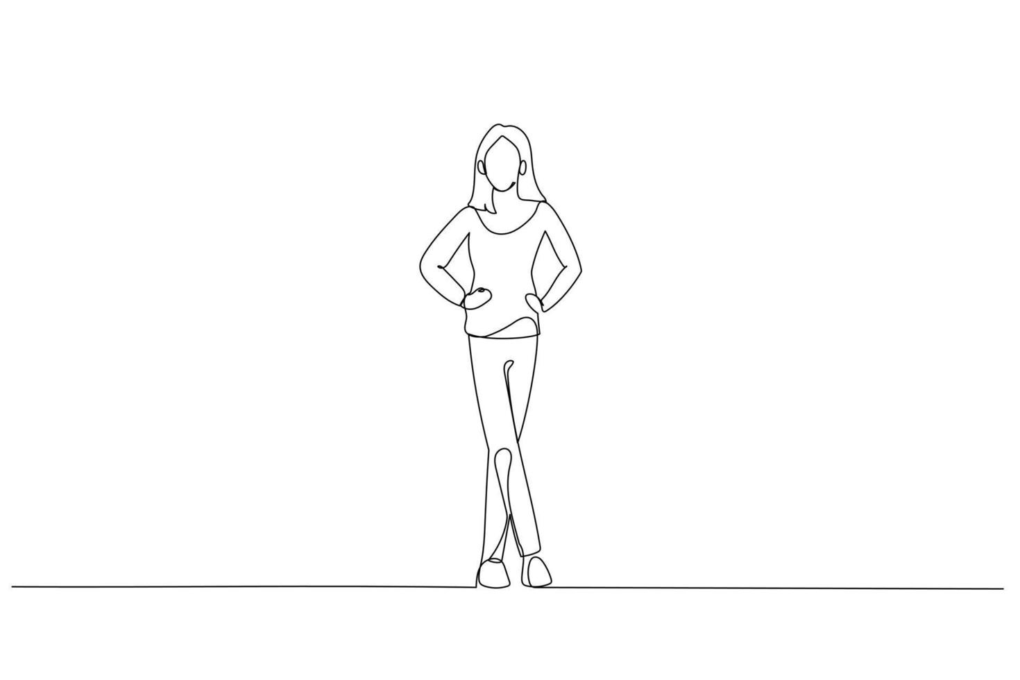tekenfilm van zakenvrouw vervelend classy kleren poseren. een lijn stijl kunst vector