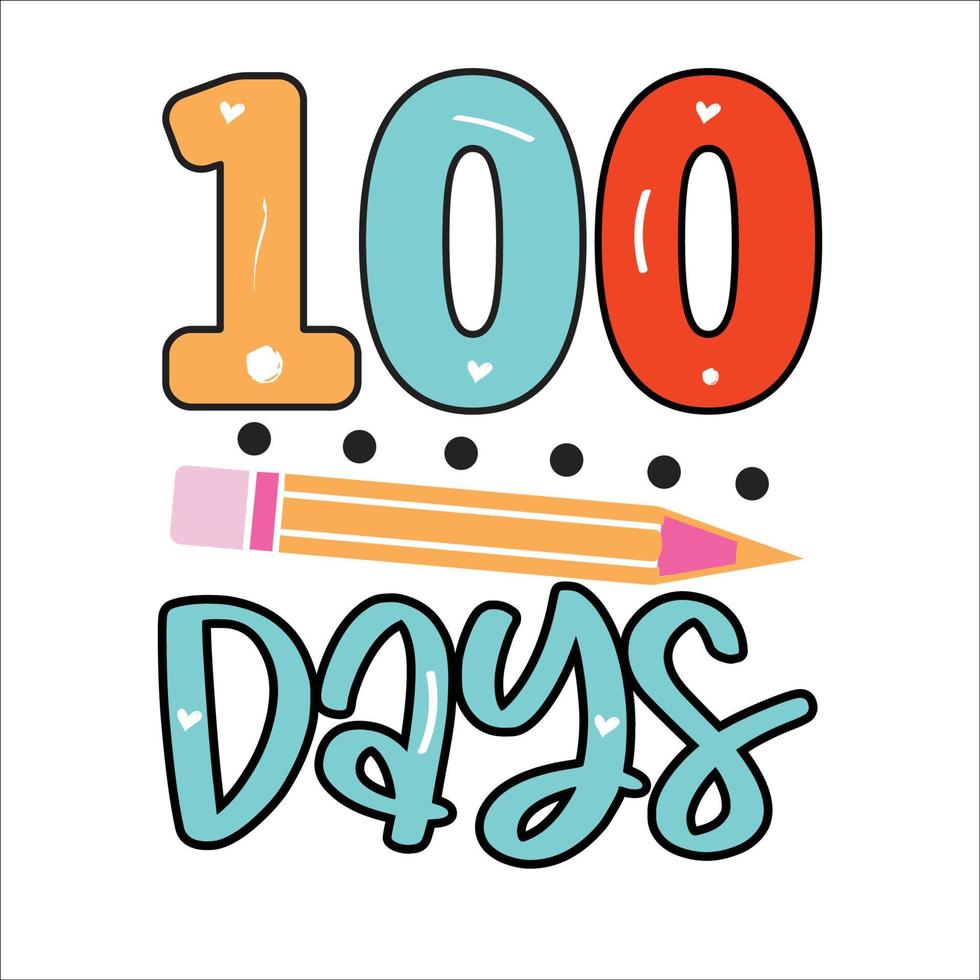 100 dagen van school- t overhemd ontwerp bundel, uniek en kleurrijk 100 dagen school- t-shirt ontwerp, gelukkig 100ste dag van school. felicitatie- belettering voor de viering van de honderdste dag van de leerling vector