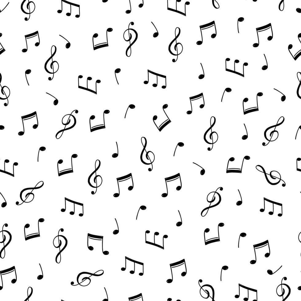 muzieknoot doodle getekende patroon vector