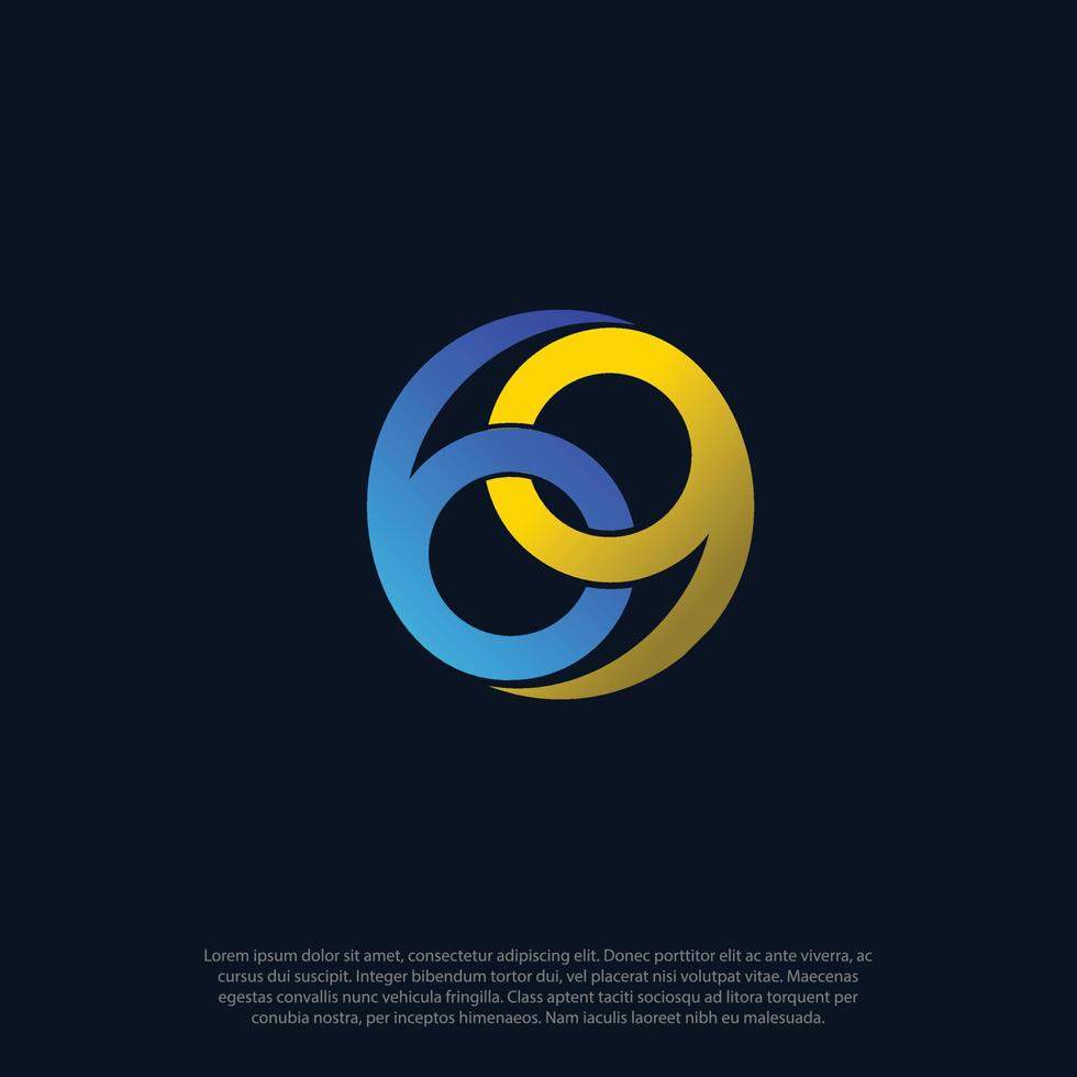 69 6 9 96 aantal logo ontwerp met een creatief snee, combineren aantal 6 en 9. creatief logo ontwerp. vector