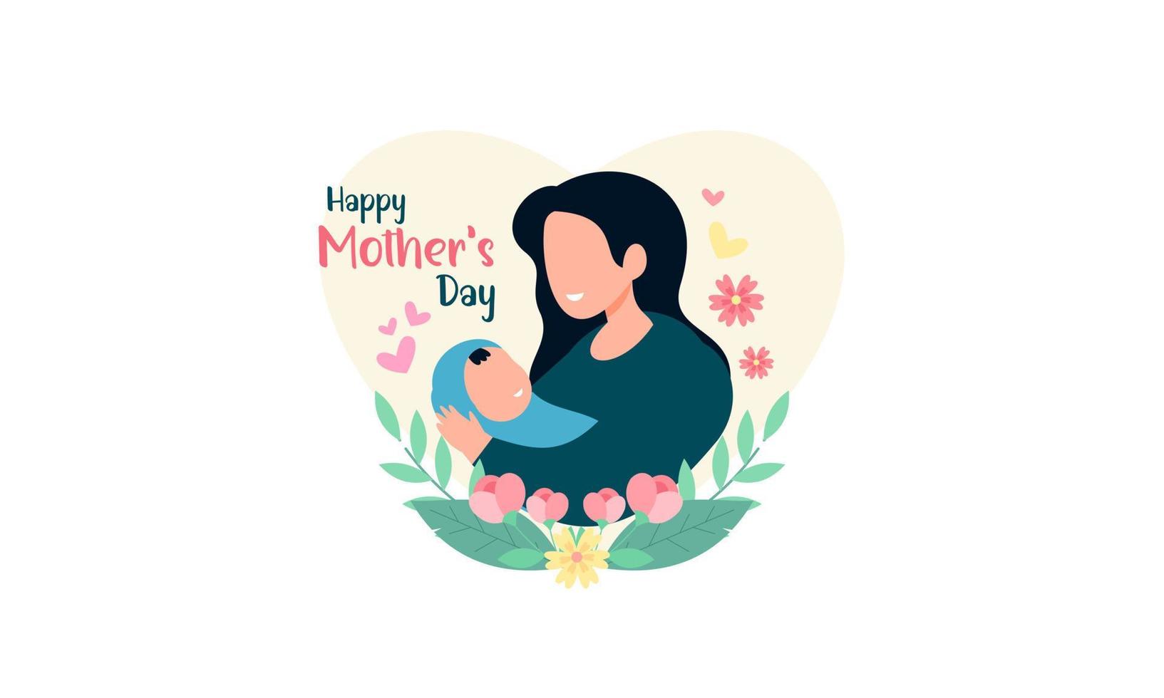 gelukkig moeder dag. gelukkig moeder en haar kind illustratie vector