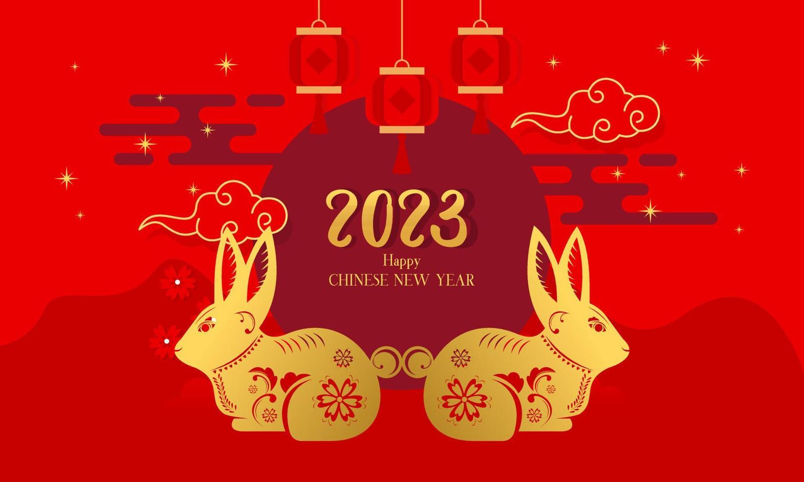 gelukkig Chinese nieuw jaar 2023, jaar van konijn luxueus achtergrond vector