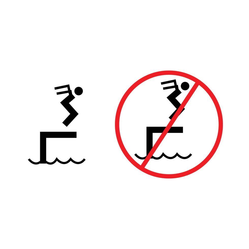 Nee jumping in zwembad icoon geïsoleerd Aan wit achtergrond vector