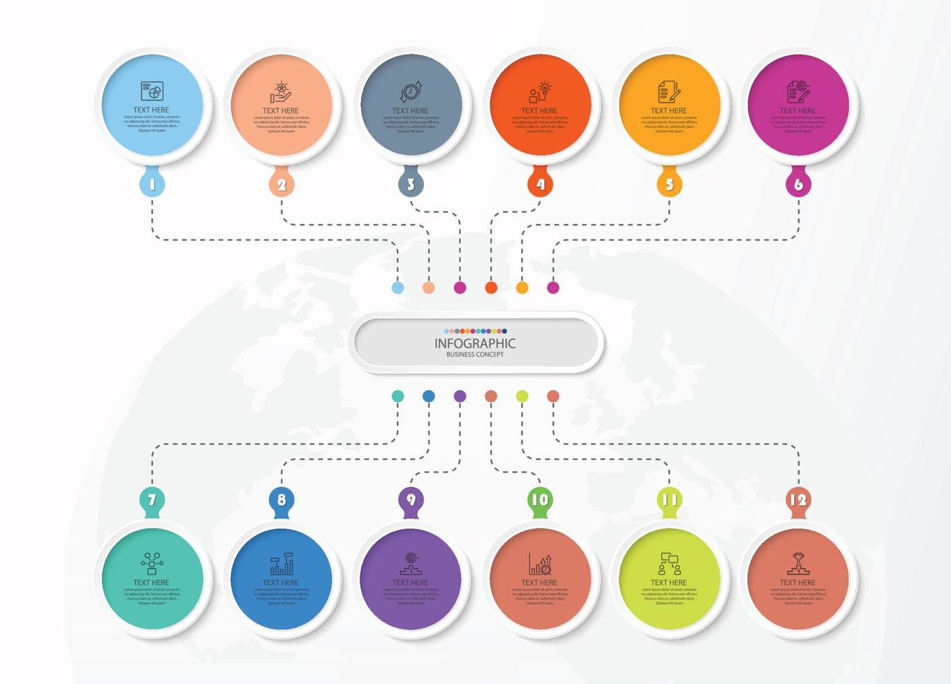 infographic met 12 stappen, werkwijze of opties. vector