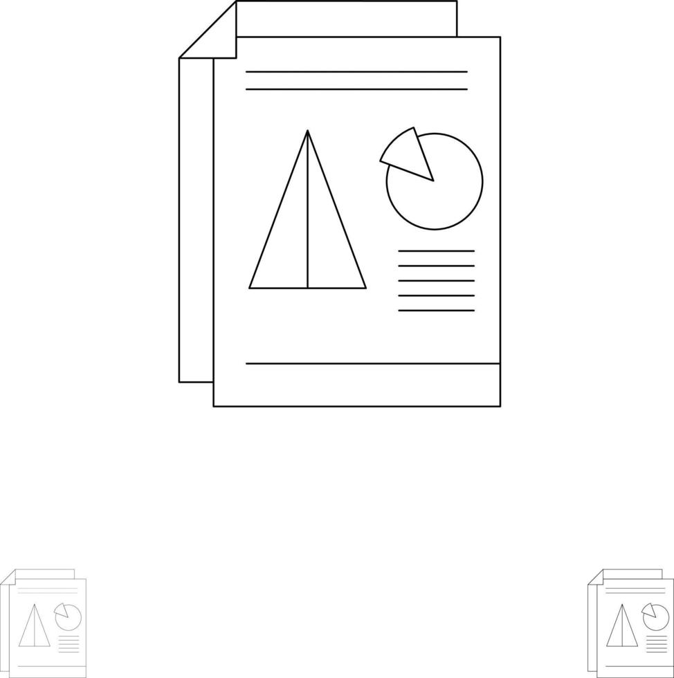 verslag doen van presentatie taart tabel bedrijf stoutmoedig en dun zwart lijn icoon reeks vector