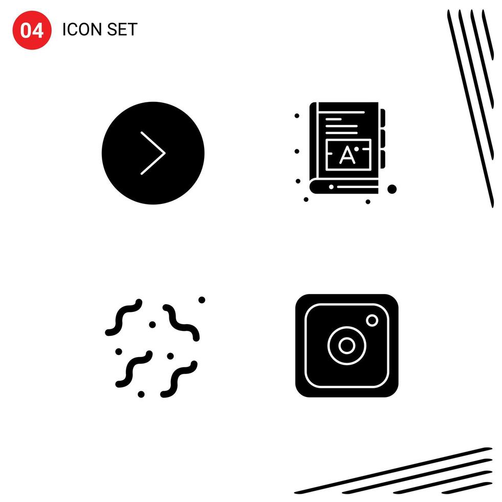 pak van 4 creatief solide glyphs van pijl spookachtig baby ebook instagram bewerkbare vector ontwerp elementen