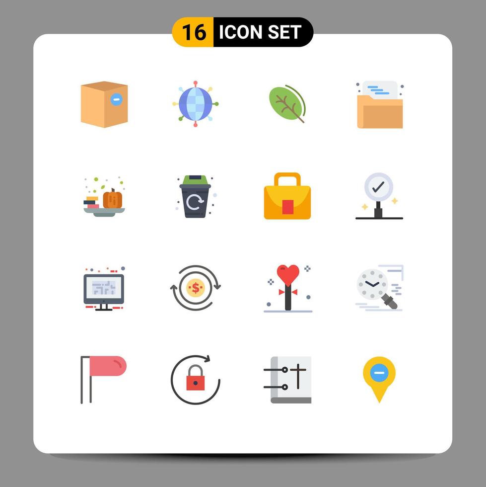 mobiel koppel vlak kleur reeks van 16 pictogrammen van herfst map modern web voorjaar bewerkbare pak van creatief vector ontwerp elementen