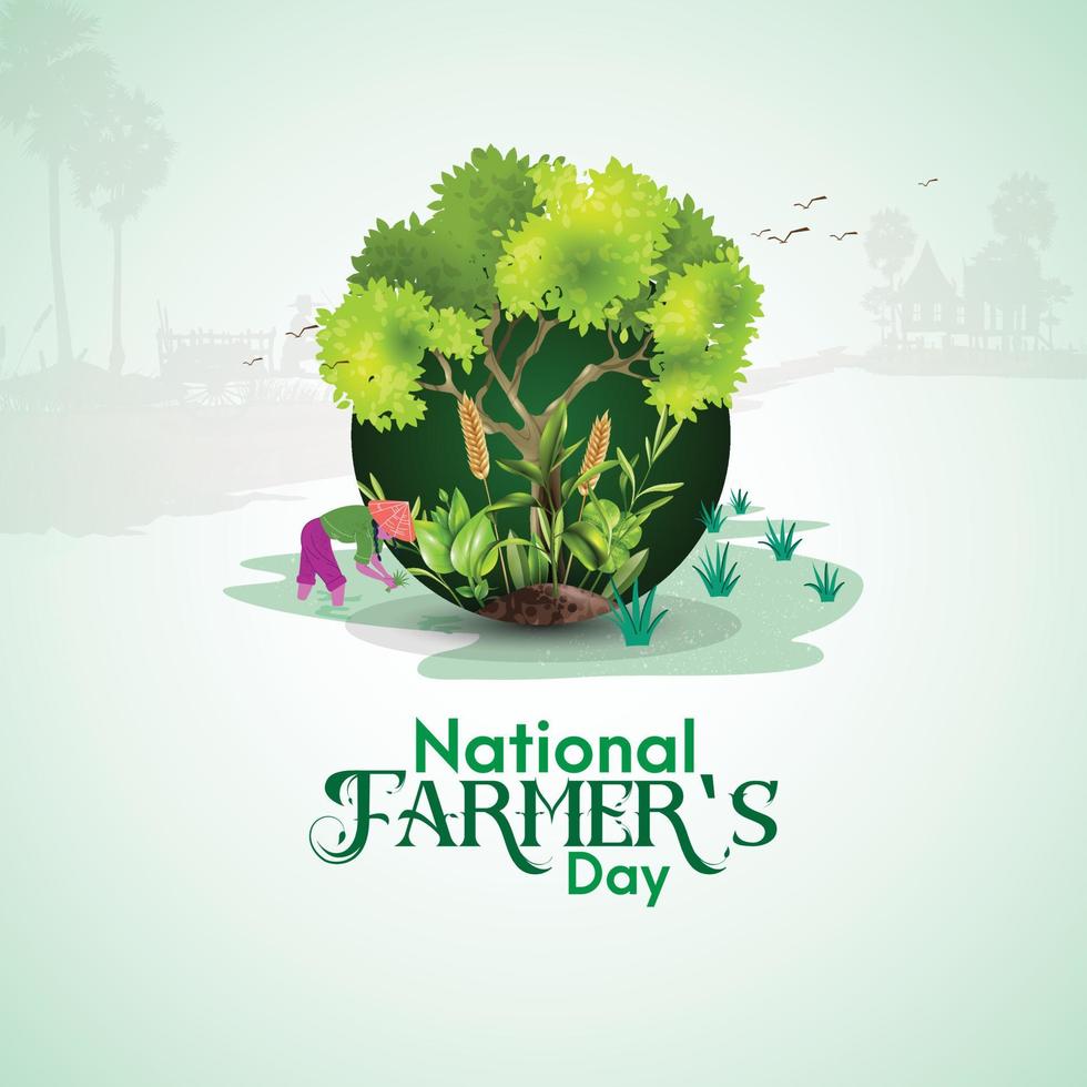 nationaal boeren dag banier - 23 december, boer voor kisan diwas vector illustratie, Indisch dag kisan diwas middelen boer dagen,
