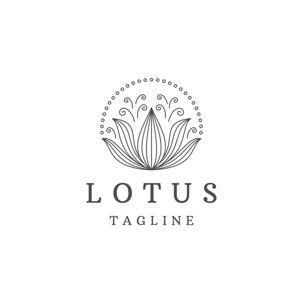bloem lotus lijn logo pictogram ontwerp sjabloon platte vector