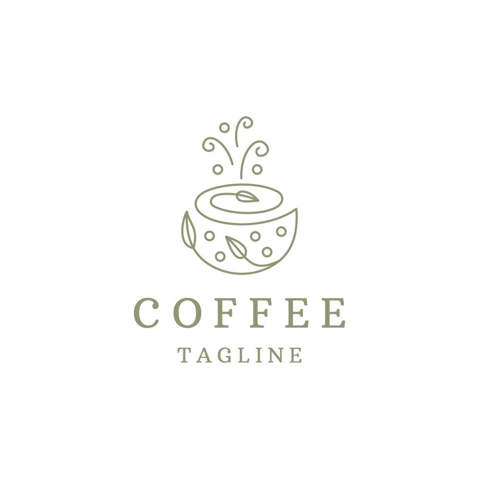 natuur koffie lijn logo icoon ontwerp sjabloon vlak vector