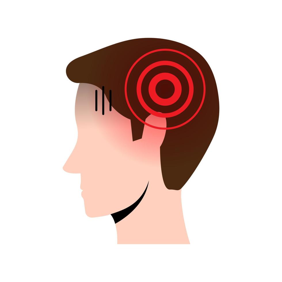 Mens hoofdpijn ziekte van de hoofd migraine geïsoleerd voorraad vector eps10, vlak ontwerp illustratie