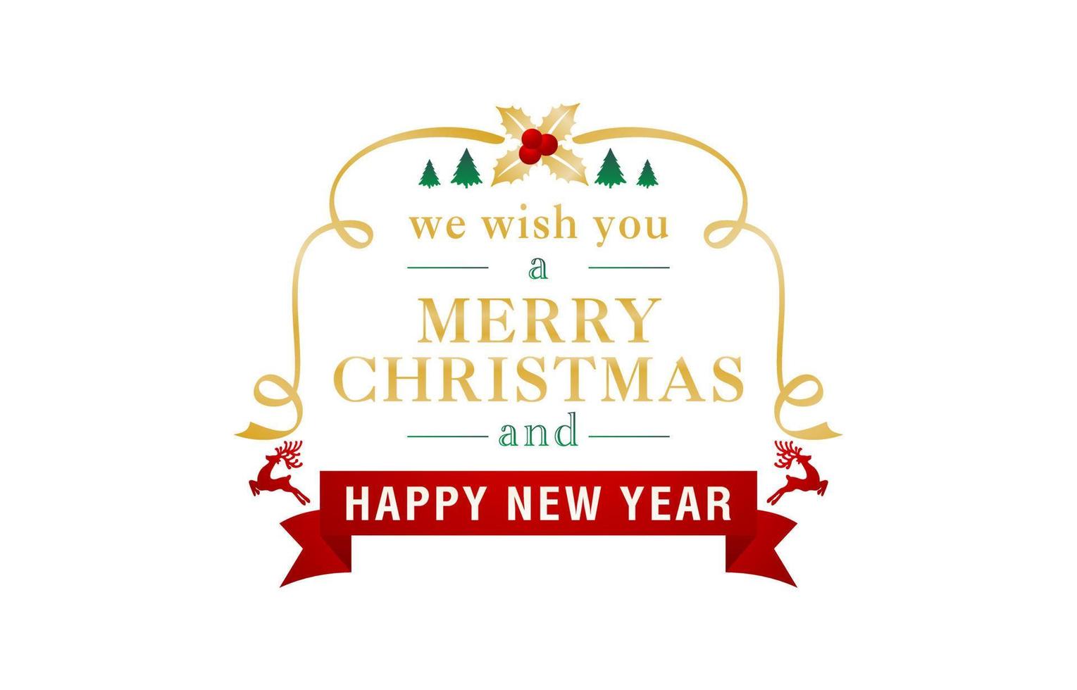 vrolijk Kerstmis en gelukkig nieuw jaar groet kaarten, vrolijk Kerstmis ornament met lint, voor groet kaarten, banier, folder, scherm het drukken met minimalistische sjabloon ontwerp, geïsoleerd met achtergronden vector
