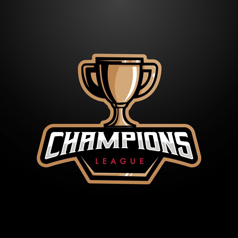 trofee esport logo ontwerp. kampioenen liga voor sport en gaming vector