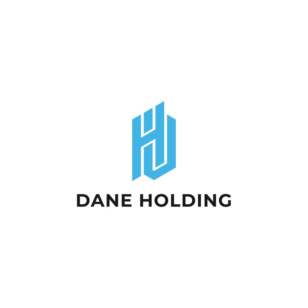 abstract eerste brief dh of hd logo in blauw kleur geïsoleerd in wit achtergrond toegepast voor Holding bedrijf logo ook geschikt voor de merken of bedrijven hebben eerste naam hd of dh. vector