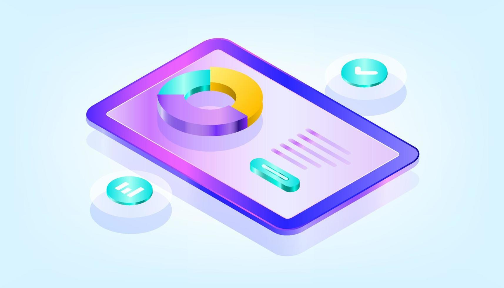 gegevens analyse, dashboard en bedrijf financiën rapport. landen bladzijde. 3d helling isometrische illustraties. geschikt voor ui, ux, web, mobiel, banier en infografisch. vector